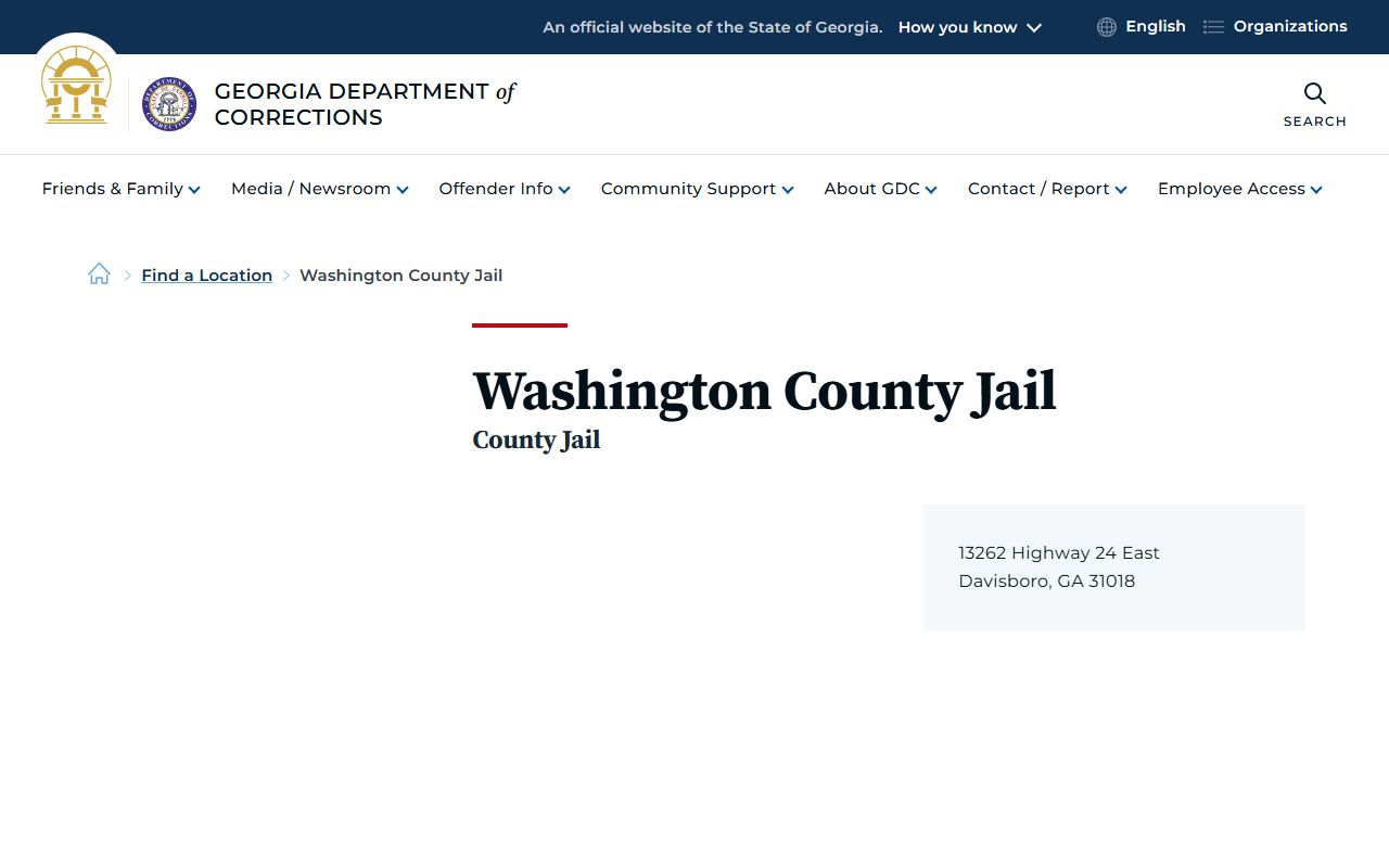 Washington County arrest records GDC Washington County Jail listing
