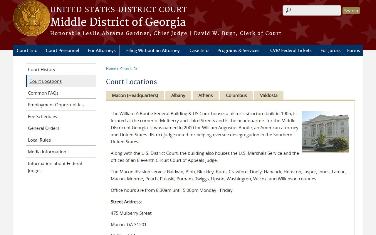 Washington County court records federal Middle District court locations