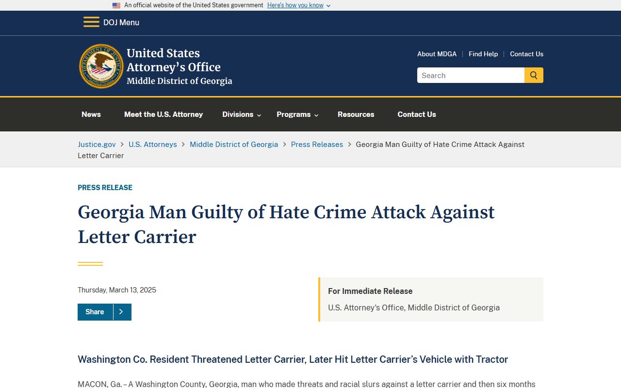 Washington County criminal court records DOJ guilty verdict example