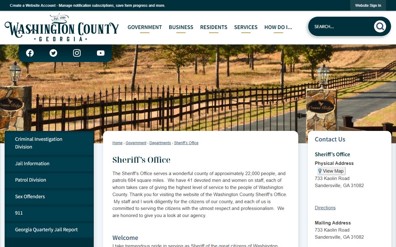 Washington County inmate records Sheriff's Office information