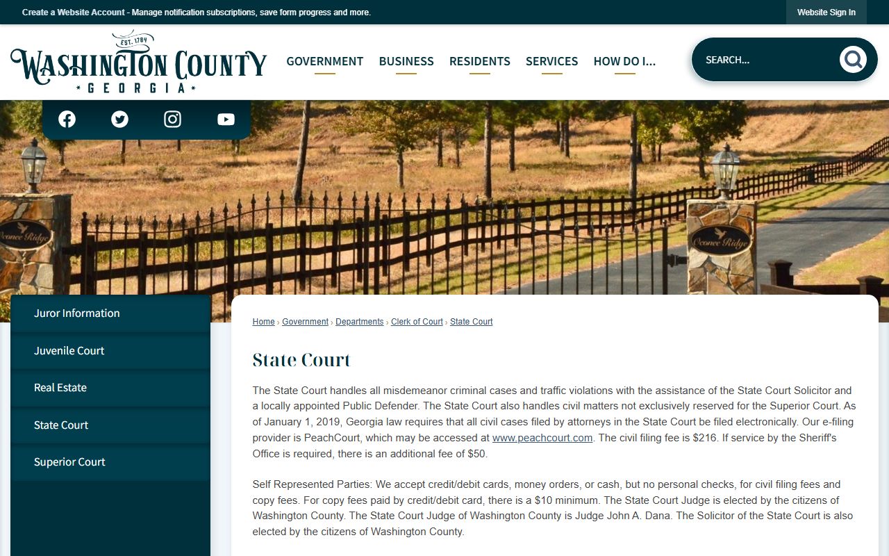 Washington County court records State Court traffic and misdemeanor information