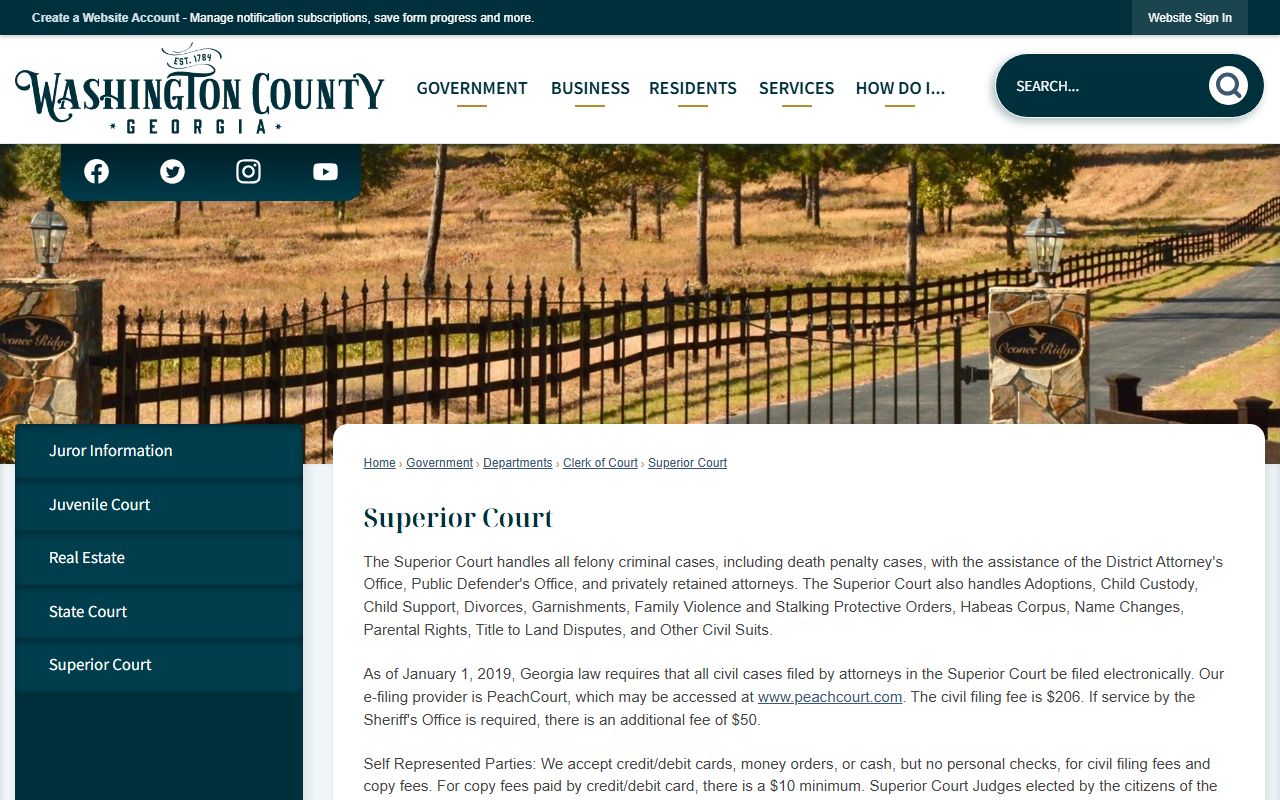 Washington County Superior Court records and court information