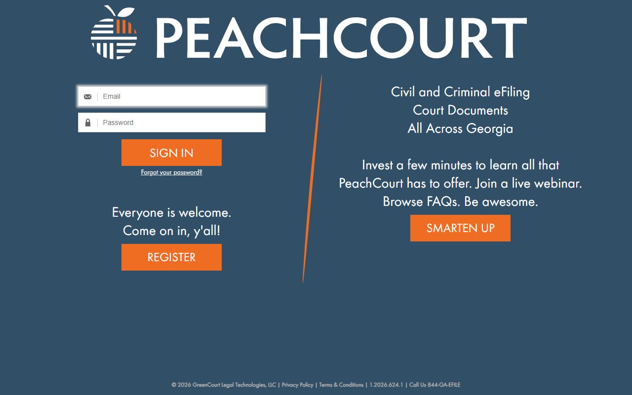 PeachCourt civil e-filing service used for Washington County Superior Court filings